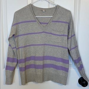 Gap Gray and Purple Striped Sweatshirt Size S